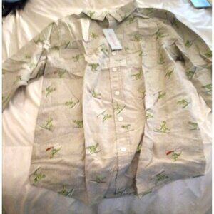 New Cat & Jack Boys size XL (16) Husky Dinosaur Print Button-Down Shirt